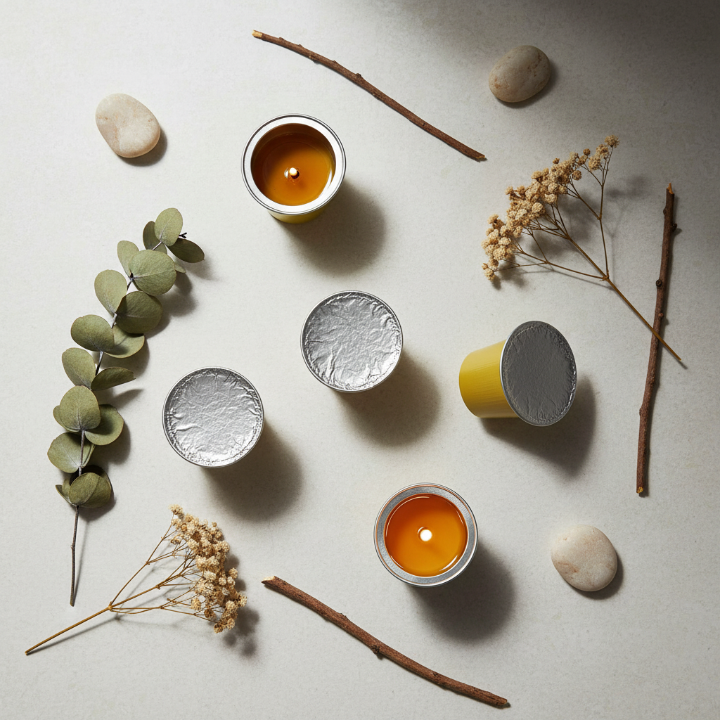 Flat lay candle arrangement